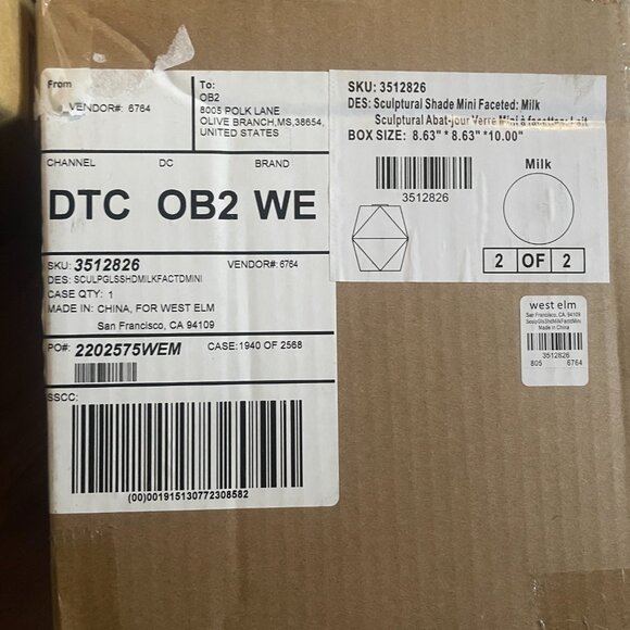 New West Elm Sculptural 2 Light Faceted Sconce Milk Glass Antique Bronze - Picture 2 of 5